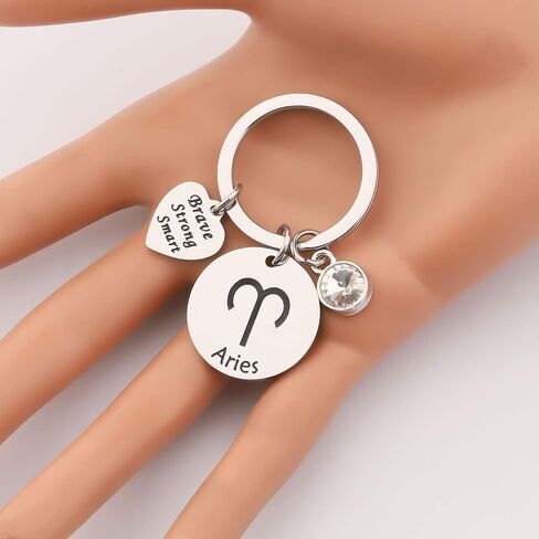 bobauna 12 Zodiac Constellation Disc Keychain Birthstone Horoscope Jewelry Astrology Gift For Family Friend in Kuwait