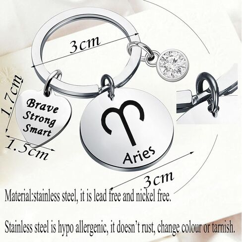 bobauna 12 Zodiac Constellation Disc Keychain Birthstone Horoscope Jewelry Astrology Gift For Family Friend in Kuwait