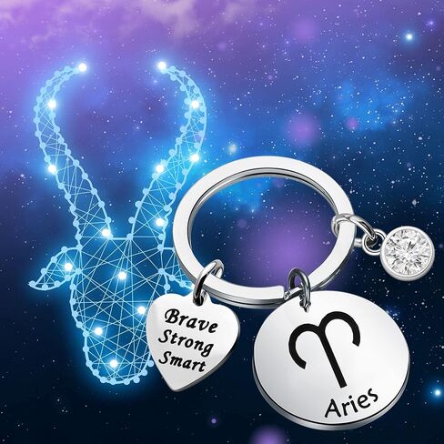 bobauna 12 Zodiac Constellation Disc Keychain Birthstone Horoscope Jewelry Astrology Gift For Family Friend in Kuwait