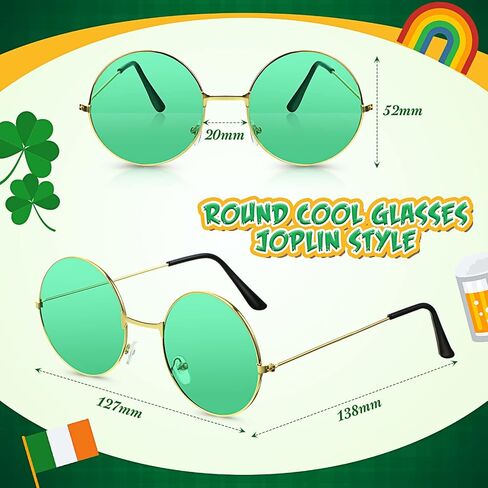 Yaomiao 5 Pcs St. Patrick's Day Accessories Party Favors Set, Shamrock Green Top Hat Headband with Metallic Green Sunglasses and Plastic Green Beaded Necklaces for Men Women in Saudi Arabia