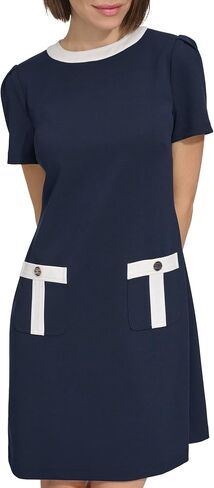 Tommy Hilfiger Women's Scuba Crepe Fabric Logo Enamel Pocket Snaps Dress in Saudi Arabia