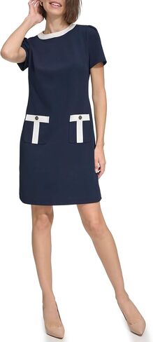 Tommy Hilfiger Women's Scuba Crepe Fabric Logo Enamel Pocket Snaps Dress in Saudi Arabia