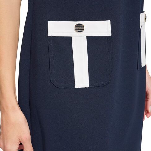 Tommy Hilfiger Women's Scuba Crepe Fabric Logo Enamel Pocket Snaps Dress in Saudi Arabia