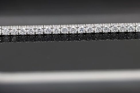 سوار تنس للجنسين من الفضة الاسترلينية مطلي بالذهب الابيض عيار 14 قيراط مقاس 8 انش من بوشاديم، بتصميم دائري مقلد ومرصع بالزركونيا المكعب الابيض مقاس 5 ملم، سوار هدية للنساء (نقاء VVS1، لون دي)، 8 انش، in Kuwait