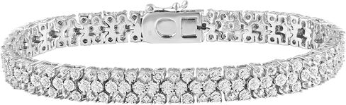 مجموعة La4ve Diamonds 1/2 قيراط من الألماس، مجموعة من الفضة الإسترلينية مطلية بشكل معجزة بسوار من الألماس المستدير (J-K، I2-I3) مجوهرات ألماس حقيقية للنساء | صندوق هدايا متضمن in Kuwait