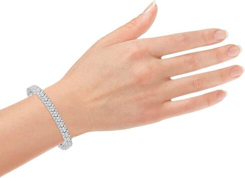 مجموعة La4ve Diamonds 1/2 قيراط من الألماس، مجموعة من الفضة الإسترلينية مطلية بشكل معجزة بسوار من الألماس المستدير (J-K، I2-I3) مجوهرات ألماس حقيقية للنساء | صندوق هدايا متضمن in Kuwait