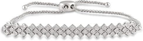 سوار بولو من DiamondMuse 0.20 قيراط من الذهب الأبيض فوق الفضة الاسترليني والماس للنساء in Kuwait