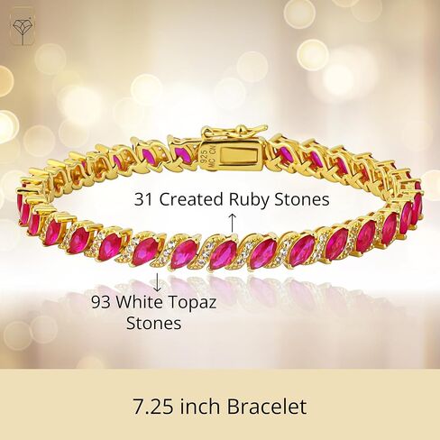 MAX + STONE 925 Sterling Silver Created Ruby Bracelet for Women | July Birthstone Ruby Bracelet | Hypoallergenic Sterling Silver Tennis Bracelets in Saudi Arabia