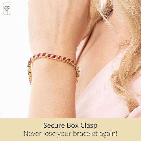MAX + STONE 925 Sterling Silver Created Ruby Bracelet for Women | July Birthstone Ruby Bracelet | Hypoallergenic Sterling Silver Tennis Bracelets in Saudi Arabia