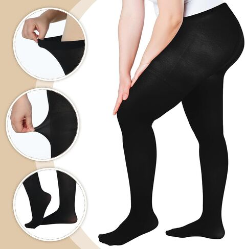 8 ازواج من الجوارب الضيقة غير الشفافة للنساء من 8 ازواج مقاس 4XL، جوارب طويلة عالية الخصر للتحكم في الجزء العلوي ناعمة ومرنة مقاس كبير للنساء، بيج نود واسود in Kuwait