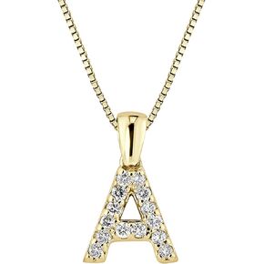 Diamond Wish 14k Yellow Gold Diamond Initial Pendant Necklace (1/10cttw) with 18-inch chain