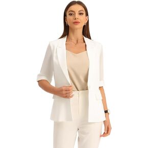 سترة Allegra K Work Dressy Business كاجوال من الشيفون بأكمام قصيرة للنساء