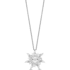 Jewelili Enchanted Disney Fine Jewelry Sterling Silver 1/20 Cttw Dancing Diamond Rapunzel Pendant Necklace in Kuwait