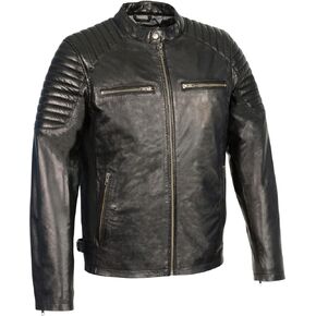 Milwaukee Leather SFM1840 Men's 'Quilted' Black Leather Fashion Jacket with Snap Button Collar