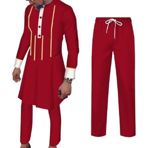 UOUUNUT الأفريقية Dashiki للرجال 2 قطعة مجموعة طويلة الأكمام قميص وسراويل الأفريقية كبيرة وطويل القامة ملابس رجالي وتتسابق