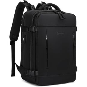40L Travel Backpack for Men, 17-inch Laptop Backpack Carry-On Backpack Airline Approved, Anti-theft Backpack with USB Port, Hiking Backpack for Flight, Black
