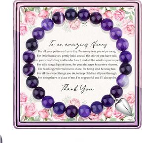 هدايا عيد الأم مربية، هدايا سوار مربية للمربية شكرا لك هدية الخرز العقيق الأرجواني هدايا مربية لعيد الأم، أفضل هدية مربية، هدية معلم الرعاية النهارية، هدية جليسة الأطفال، هدية مقدمي الرعاية in Kuwait