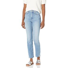 PAIGE Women's Accent High Rise Striaght Leg Made for Hourglass Figure in Mel Destroyed in Saudi Arabia