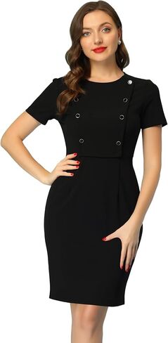 Allegra K Short Sleeve Sheath Dress for Women's Business Casual Bodycon Pencil Dress in Saudi Arabia