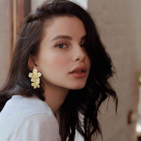 ماجيتاكو 9 ازواج من اقراط متدلية بمشبك للنساء على شكل ورقة زهور دائرية شبه منحرف مربعة مستطيلة ذهبية معدنية هندسية اقراط غير مثقوبة اقراط متدلية in Kuwait