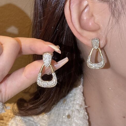 Women's Golden Ear Clips Clip On Earrings for Girls Cubic Zirconia Crystal in Kuwait