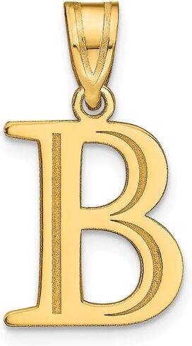 Solid 14k Yellow Gold Etched Letter B Initial Pendant Charm in Saudi Arabia
