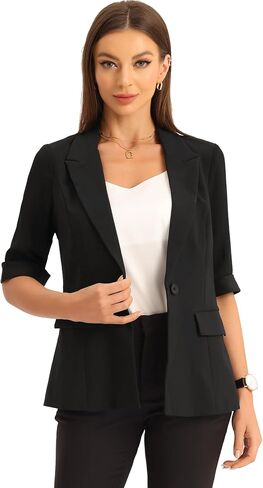 سترة Allegra K Work Dressy Business كاجوال من الشيفون بأكمام قصيرة للنساء in Saudi Arabia