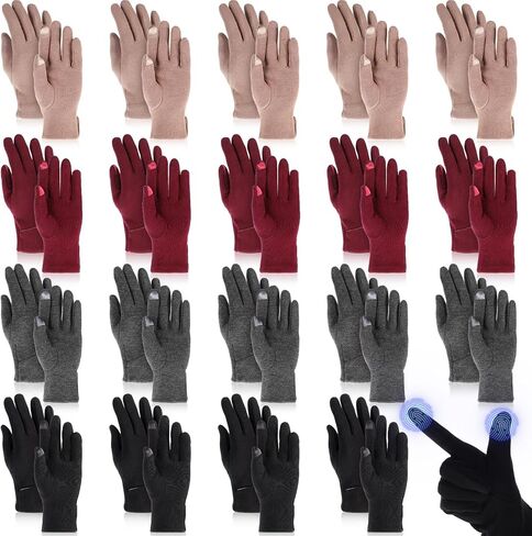 Twistover 20 Pairs Women's Winter Touch Screen Gloves Women's Texting Fleece Lined Windproof and Gloves Winter Texting Gloves for Woman Girl in Kuwait