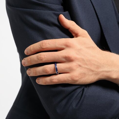 TRUMIUM 4mm Tungsten Rings for Men Women Blue Turquoise Lapis Lazuli Inlay Mens Wedding Band Silver Engagement Promise Ring High Polished Dome Comfort Fit Size 6-12 in Saudi Arabia