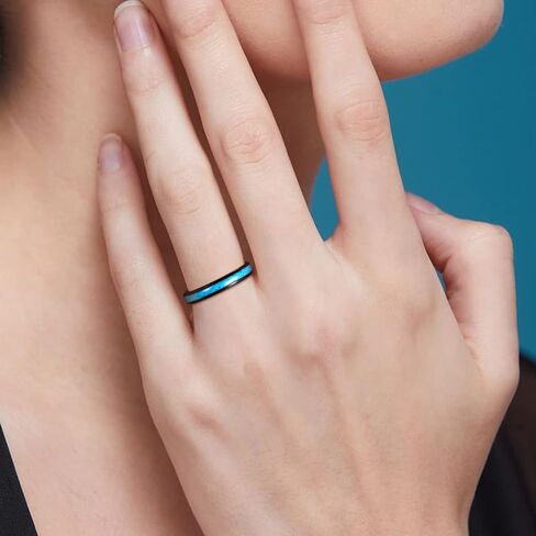 TRUMIUM 4mm Tungsten Rings for Men Women Blue Turquoise Lapis Lazuli Inlay Mens Wedding Band Silver Engagement Promise Ring High Polished Dome Comfort Fit Size 6-12 in Saudi Arabia
