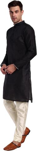 SKAVIJ Men's Art Silk Indian Ethnic Wear Kurta Pajama and Scarf Suit Festivals Season Party Dress Set in Saudi Arabia
