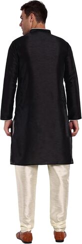SKAVIJ Men's Art Silk Indian Ethnic Wear Kurta Pajama and Scarf Suit Festivals Season Party Dress Set in Saudi Arabia