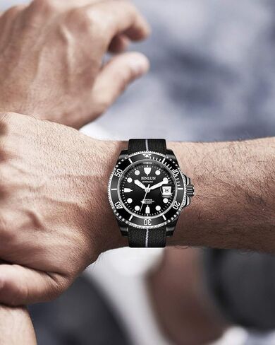 حزام ساعة BINLUN مصنوع من النايلون المقاوم للماء من مادة Fbric العسكرية المرنة، حزام ساعة بديل بخطاف وحلقة للرجال والنساء بإبزيم أسود (أسود وأبيض، 22 مم) in Kuwait