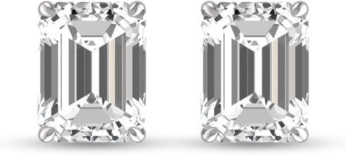 أقراط ألماس سوليتير من قطع الزمرد عيار 1 قيراط - 1 قيراط متوفرة في الذهب الأبيض عيار 14 قيراط والذهب الأصفر in Kuwait