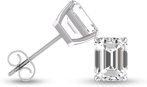 أقراط ألماس سوليتير من قطع الزمرد عيار 1 قيراط - 1 قيراط متوفرة في الذهب الأبيض عيار 14 قيراط والذهب الأصفر in Kuwait