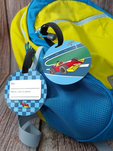 SetGo Car Name Tag for Kids, Plastic Backpack Tag, Set of 2, Customized Tag – Great for Boys and Girls at School Daycare Kindergarten (Fire Truck & Police Car) in Saudi Arabia