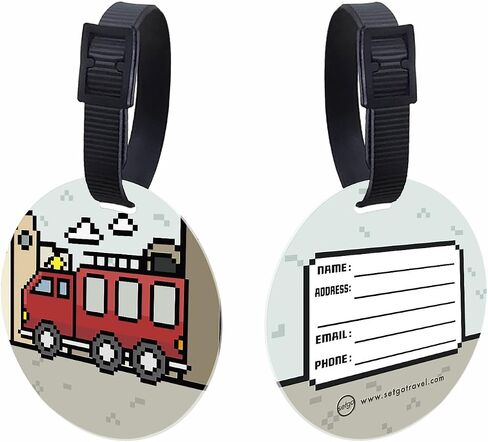 SetGo Car Name Tag for Kids, Plastic Backpack Tag, Set of 2, Customized Tag – Great for Boys and Girls at School Daycare Kindergarten (Fire Truck & Police Car) in Saudi Arabia