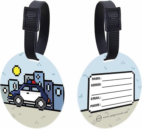 SetGo Car Name Tag for Kids, Plastic Backpack Tag, Set of 2, Customized Tag – Great for Boys and Girls at School Daycare Kindergarten (Fire Truck & Police Car) in Saudi Arabia