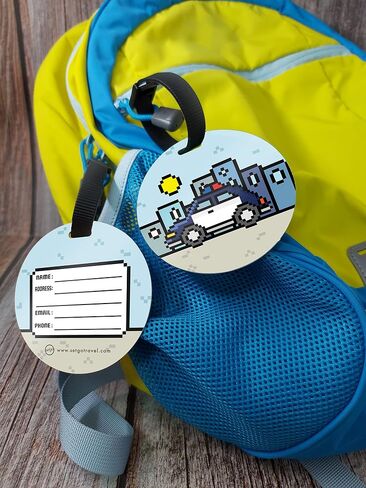 SetGo Car Name Tag for Kids, Plastic Backpack Tag, Set of 2, Customized Tag – Great for Boys and Girls at School Daycare Kindergarten (Fire Truck & Police Car) in Saudi Arabia