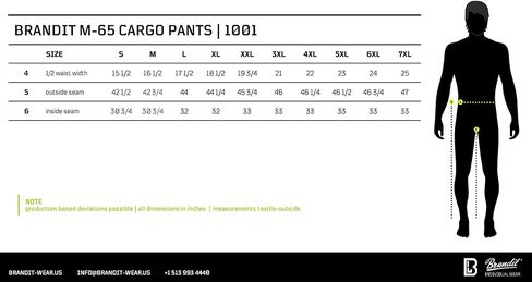 بنطال كارجو M-65 للرجال من برانديت - بنطال كلاسيكي بأشرطة جيوب متصلة بالساق، مقاس فضفاض، ومصنوع من القطن بنسبة 100%. in Kuwait