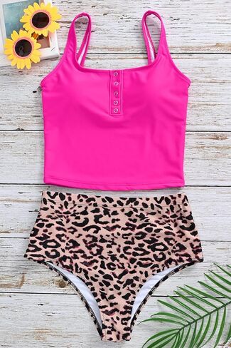 المرأة الرياضية المحاصيل القمم عالية الخصر بيكيني الرجعية التغطية ملابس السباحة زر قطع لباس سباحة رياضي قطعتين ملابس السباحة in Kuwait