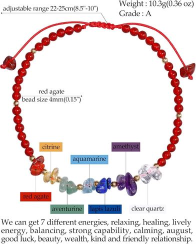 Jewever 7 Chakra Chip Tumbled Real Stone Beaded Anklet Bracelet for Women Power Energy Healing Crsyatls and Gemstones Beach Foot Adjustable (8.5-10 Inches) in Saudi Arabia