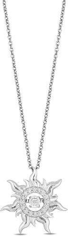 Jewelili Enchanted Disney Fine Jewelry Sterling Silver 1/20 Cttw Dancing Diamond Rapunzel Pendant Necklace in Saudi Arabia