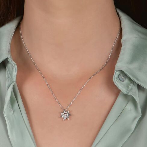 Jewelili Enchanted Disney Fine Jewelry Sterling Silver 1/20 Cttw Dancing Diamond Rapunzel Pendant Necklace in Saudi Arabia