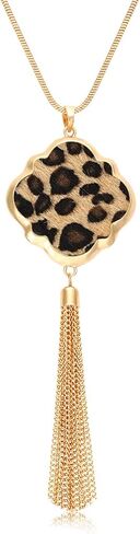 XOCARTIGE Long Necklaces for Women Acrylic Quatrefoil Pendant Necklaces Y Shape Chain Tassel Necklace for Girls in Saudi Arabia