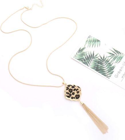 XOCARTIGE Long Necklaces for Women Acrylic Quatrefoil Pendant Necklaces Y Shape Chain Tassel Necklace for Girls in Saudi Arabia