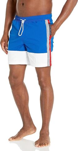 Tommy Hilfiger Men's Standard Swim Trunks with Drawcord Closure, Greek Isle Blue in Saudi Arabia