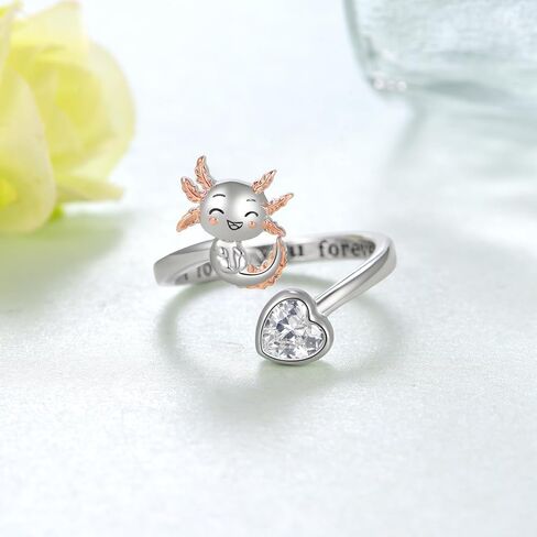 SCZKLAQ Axolotl Ring for Girl 925 Sterling Silver Axolotl Adjustable Open Ring Cute Axolotl Jewelry Gifts for Girls Teens Women in Saudi Arabia
