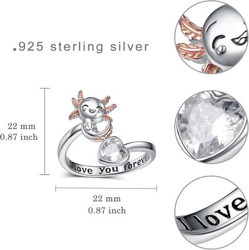 SCZKLAQ Axolotl Ring for Girl 925 Sterling Silver Axolotl Adjustable Open Ring Cute Axolotl Jewelry Gifts for Girls Teens Women in Saudi Arabia