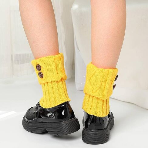 Jerany أحذية قصيرة الجوارب تدفئة الكروشيه محبوك التمهيد الأصفاد تدفئة الساق الجوارب زر التمهيد القبعات العالية للنساء والفتيات in Kuwait